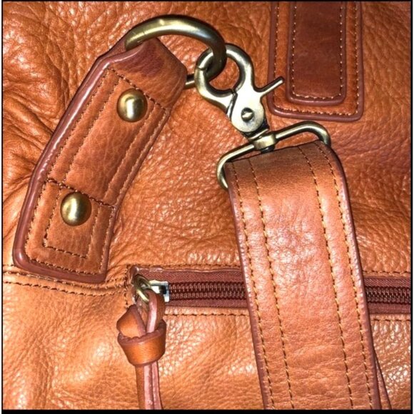 Sabina New York Genuine Leather Tan Crossbody Bag - Picture 7 of 14